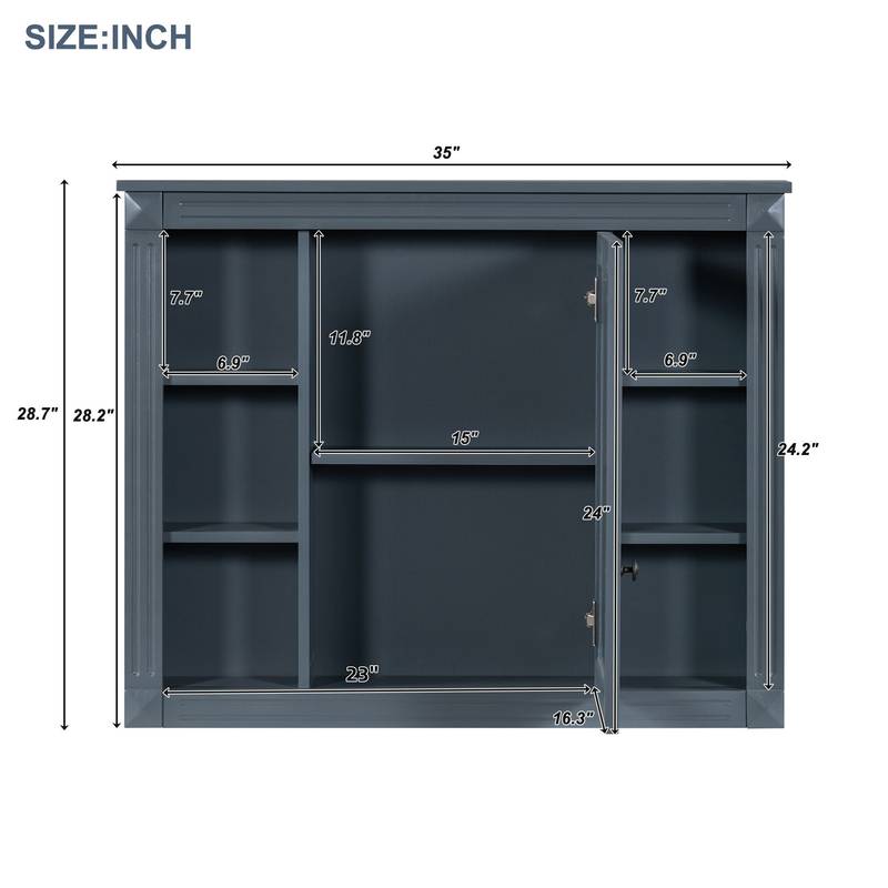 Sleek Wall-Mount Bathroom Cabinet with Mirror & Shelves