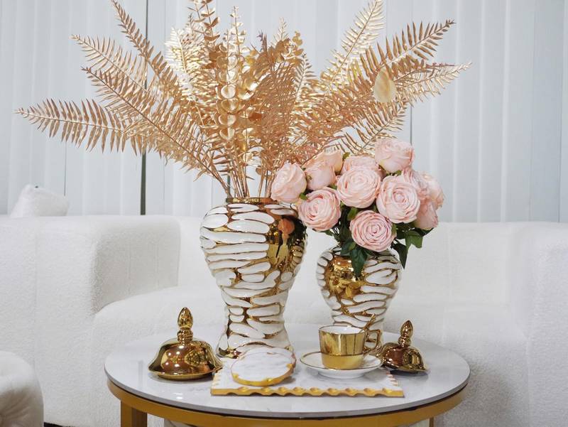 Elegant White and Gold Ginger Jar