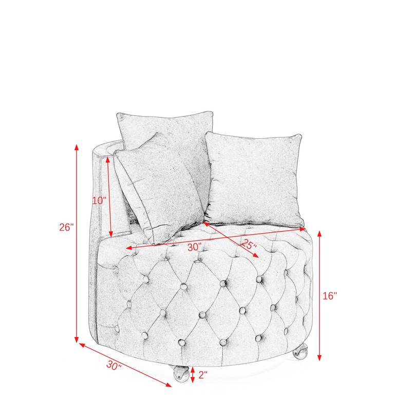 Cozy Velvet Swivel Chair with Tufted Design and Plush Pillows