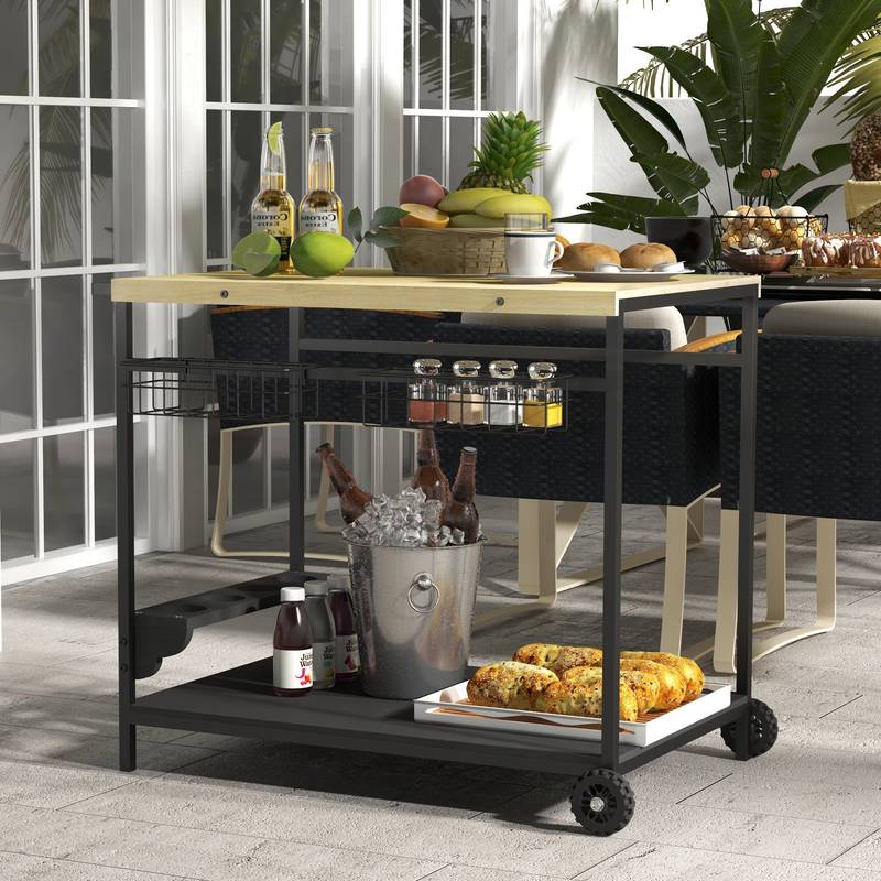 Sunny Outdoor Serving Cart – Roll and Serve in Style!