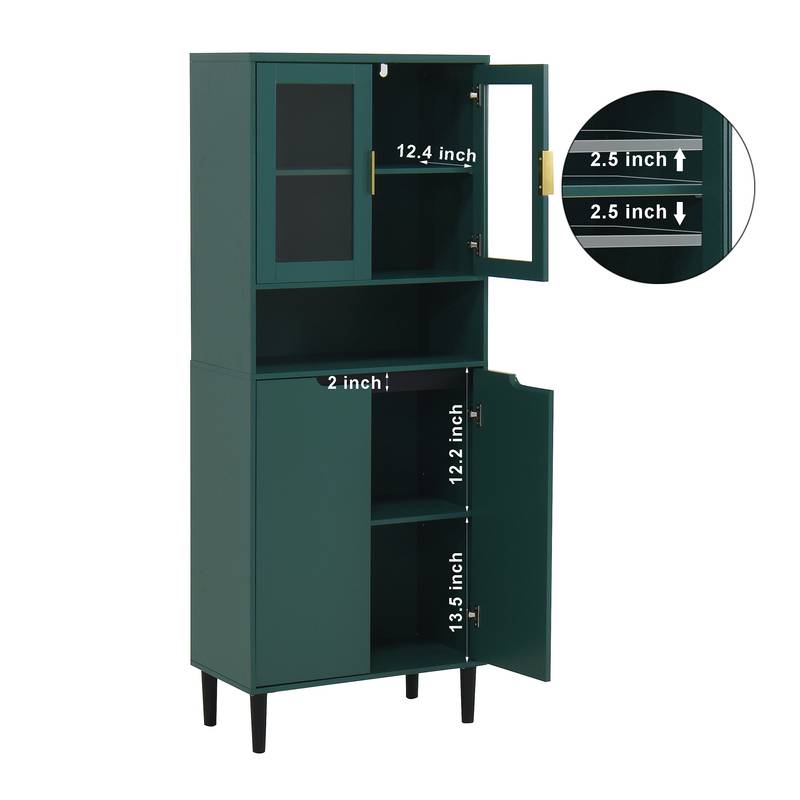 Stylish Green Glass Door Bookcase - Versatile Storage for Any Room