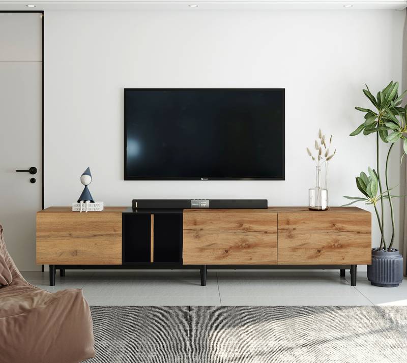 Sleek TV Stand with Ample Storage for Effortless Entertainment