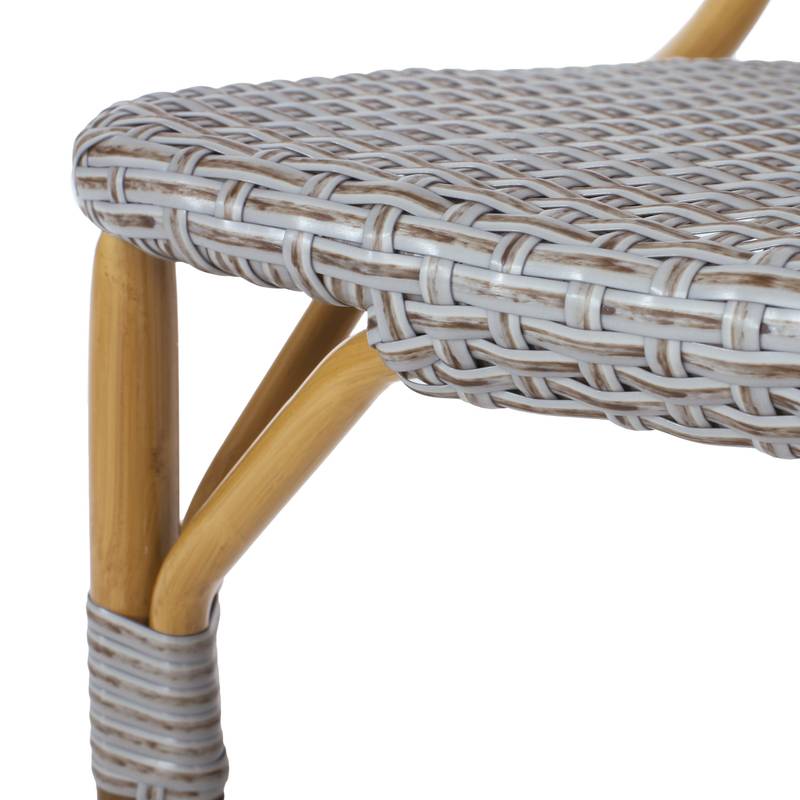 Cozy Bistro Duo: Gray Rattan & Bamboo Chairs