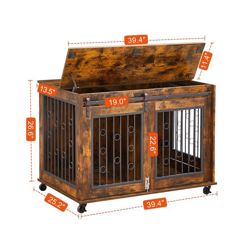 Rustic Double Puppy Sliding Dog Crate