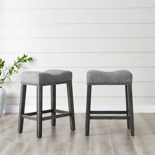 Gray Saddle Seat Counter Stools - Set of Two