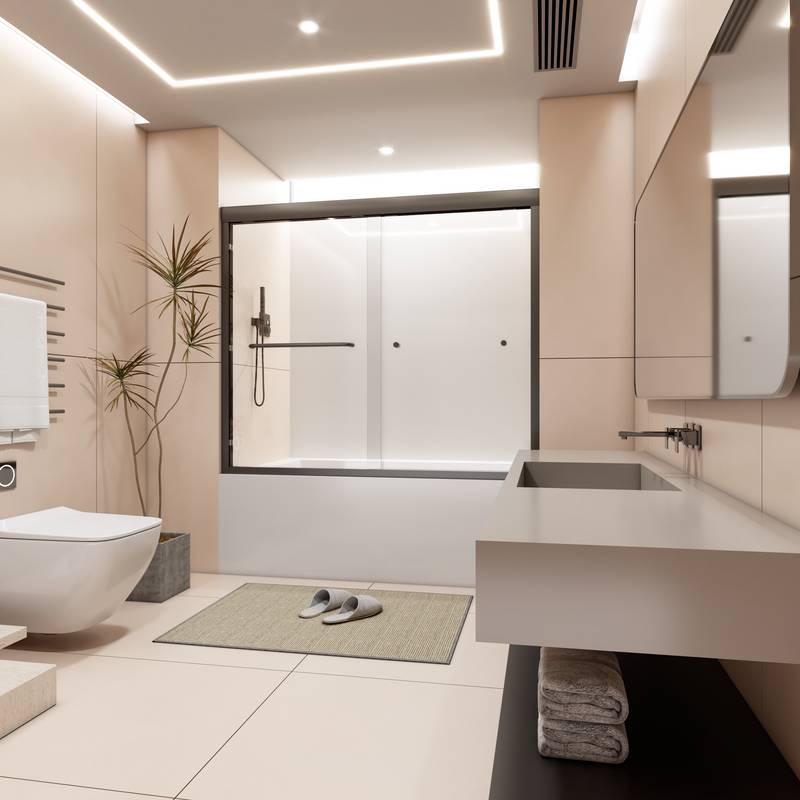 Sleek Matte Black Double Sliding Tub Door