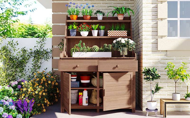 TOPMAX Garden Potting Station - Stylish & Functional Workbench