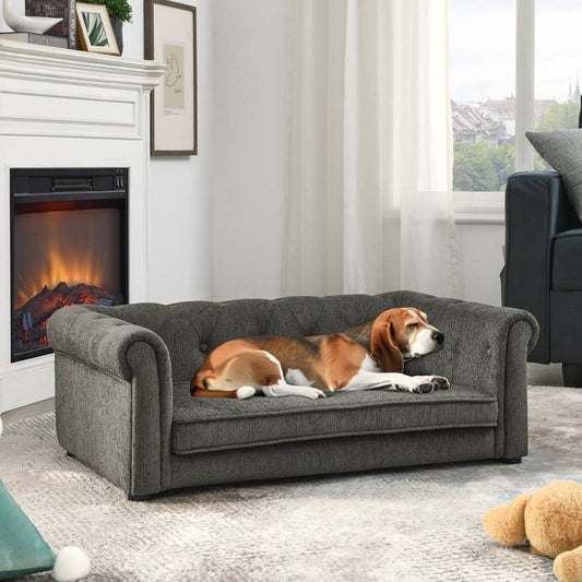 Chic Elevated Dog Couch - Stylish Comfort for Small and Medium Pups