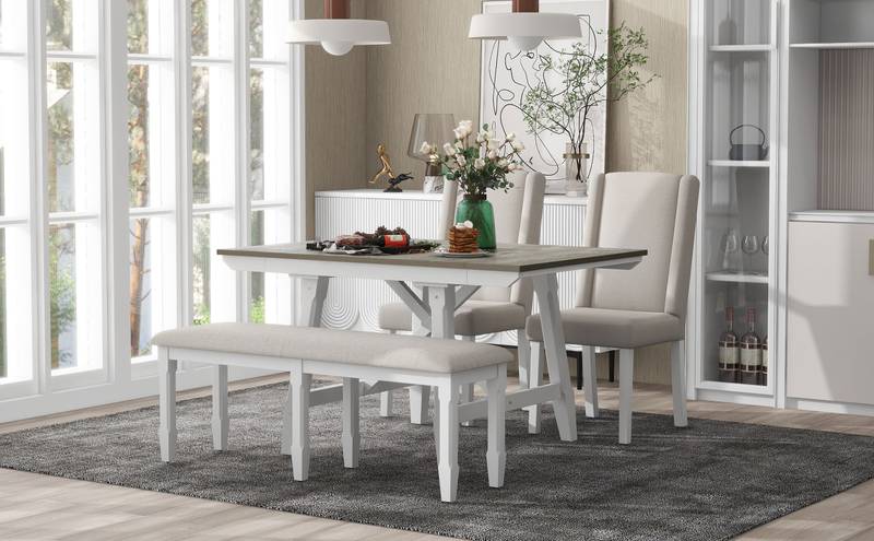 Versatile Dining Set with Extendable Table and Cozy Seating