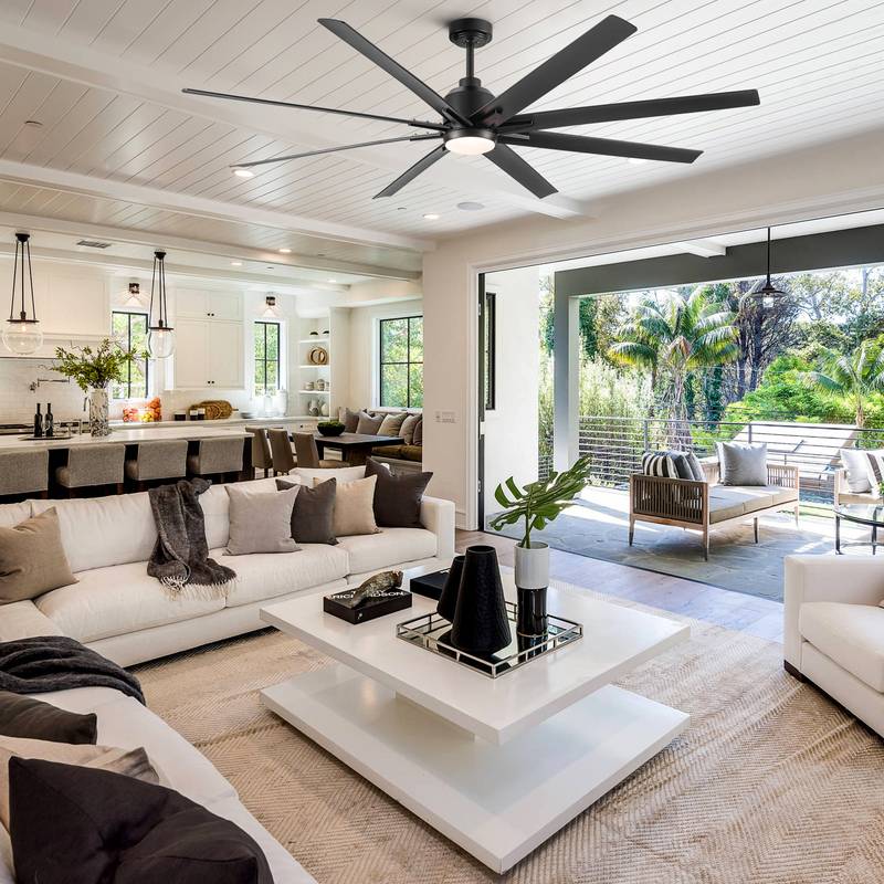 Bright Breeze: Oversized LED Ceiling Fan with Sleek Black Blades