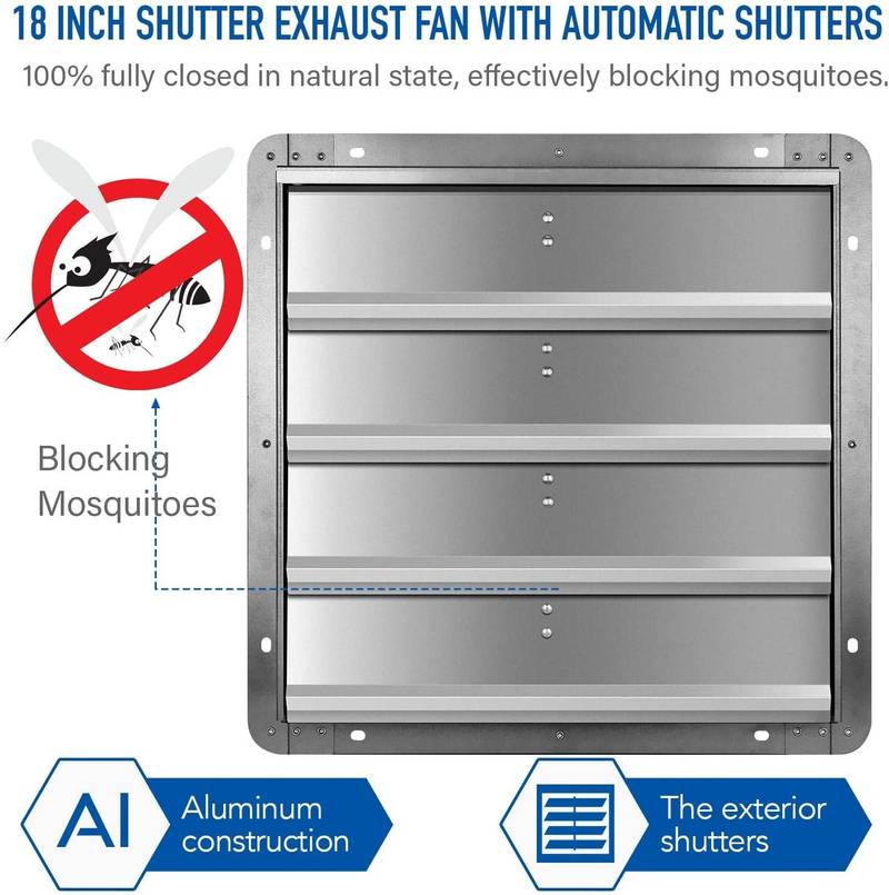 Powerful Silver Shutter Exhaust Fan