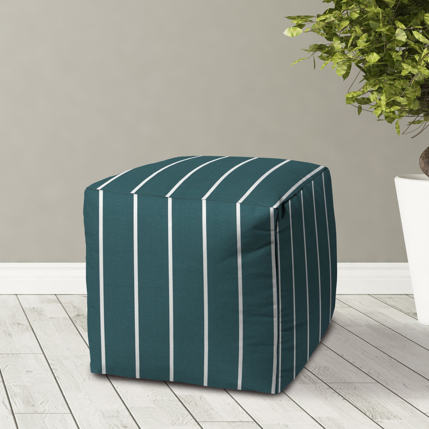 Slate Teal Outdoor Pouf - Zipper Cover with Bead Insert - 17x17x17 Cube