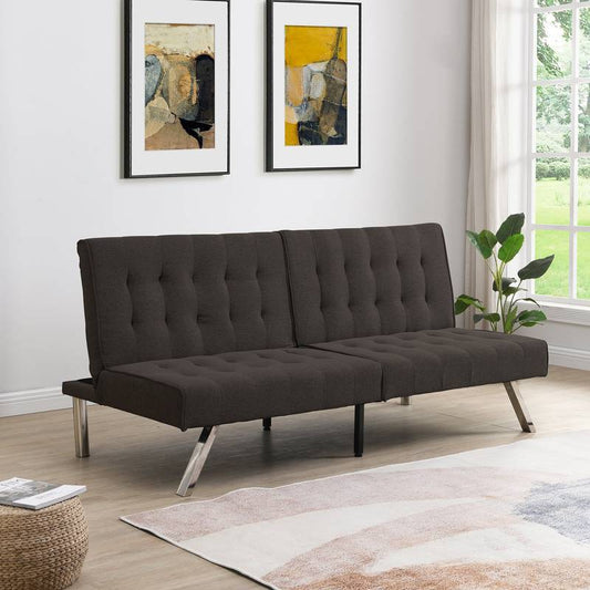 Espresso Futon Sofa Bed with Stylish Wood Frame