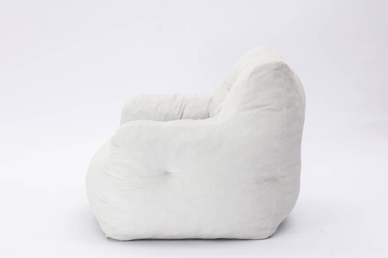 Cozy Ivory Velvet Memory Foam Bean Bag Chair
