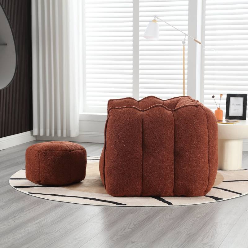 Cozy Foam Bean Bag Lounge Chair with Footstool