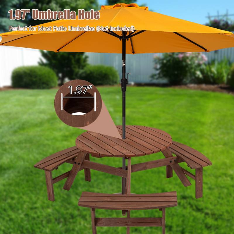 Cozy Circular Picnic Table for Six - Perfect for Your Outdoor Space!