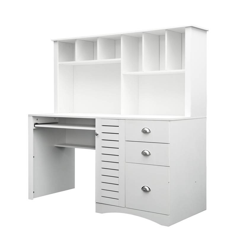 Charming White Home Office Desk with Hutch