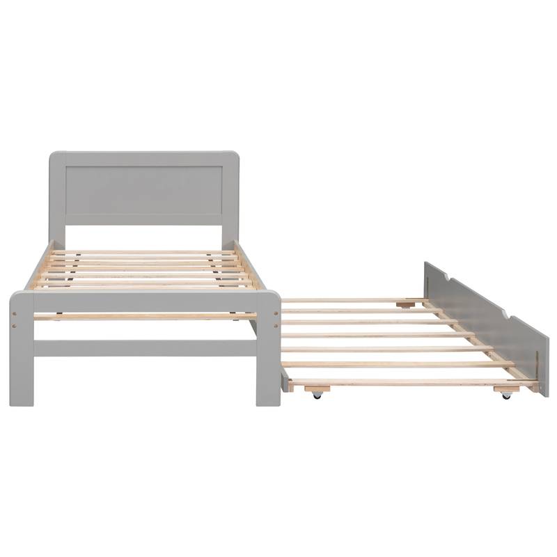 Chic Grey Twin Bed with Trundle