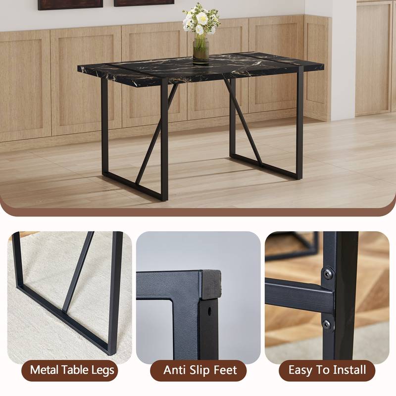 Chic Black Rectangular Dining Table for Gatherings