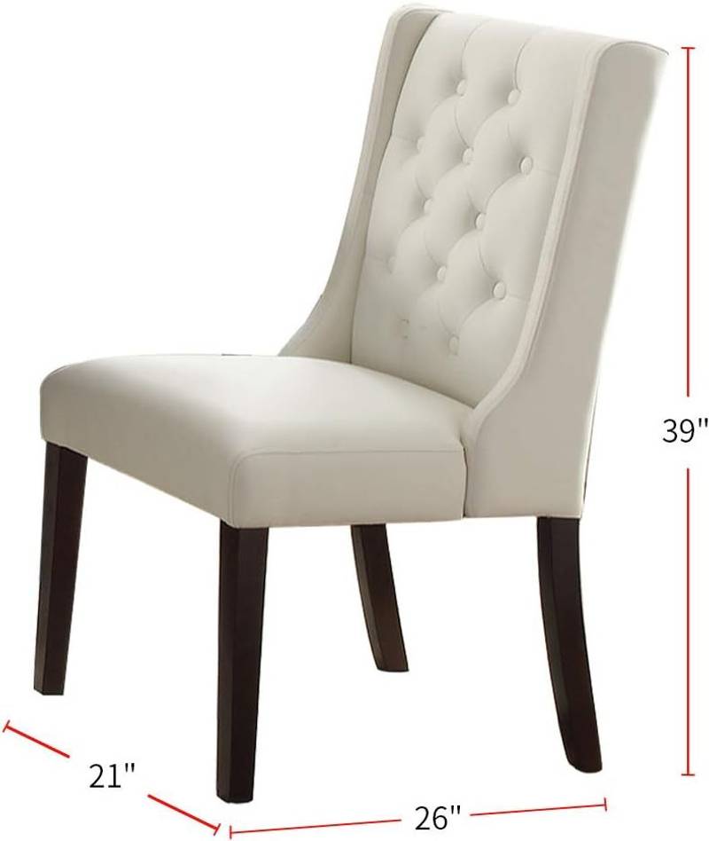 Chic White Tufted Faux Leather Dining Chairs - Set of Two