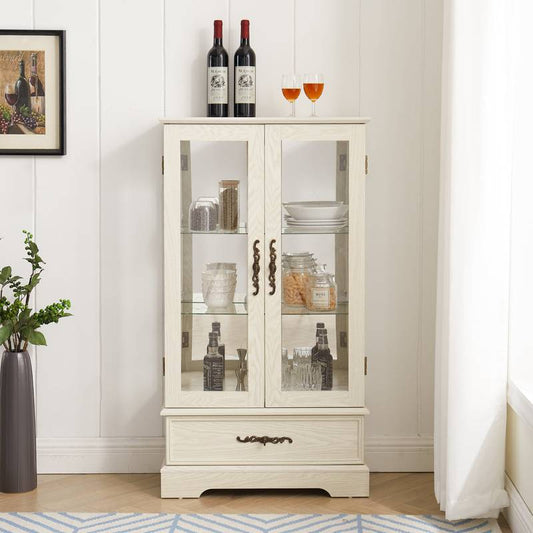 Illuminated Curio Cabinet with Adjustable Shelves