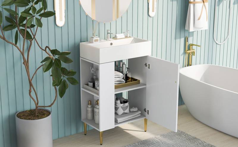 Chic White Bathroom Vanity with Sink and Storage