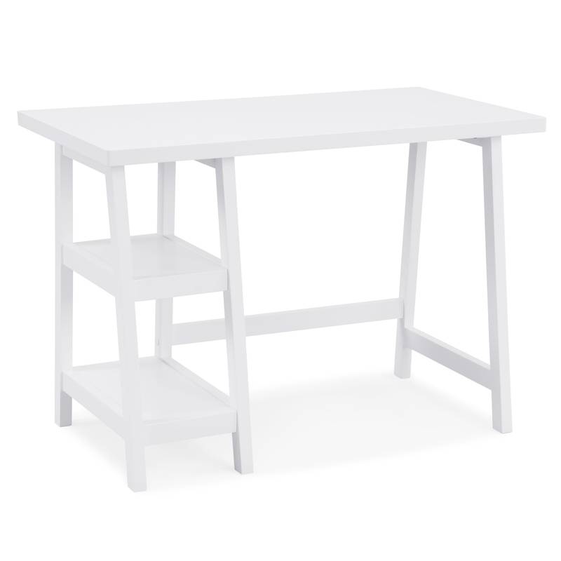 Chic White Wood Desk with Storage