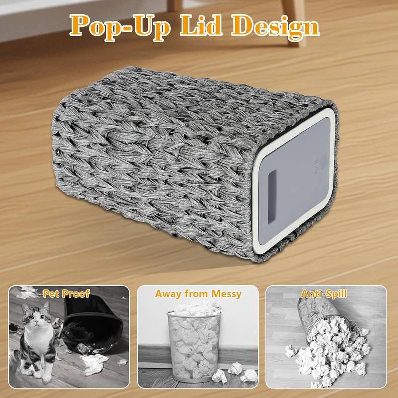 Chic Rattan Trash Can with Lid