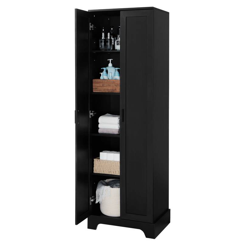 Versatile Black Storage Cabinet with Adjustable Shelves