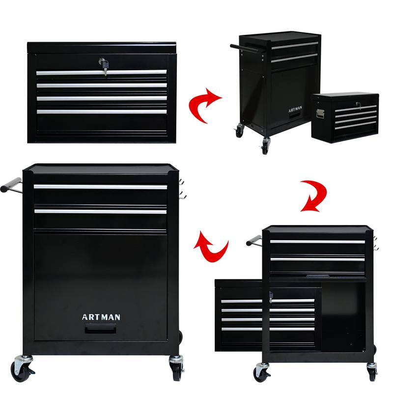 Rolling Tool Chest on Wheels – Black Storage Cabinet with Drawers