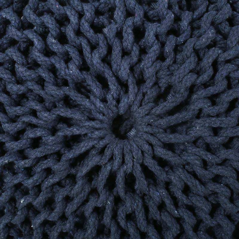 Navy Knitted Cotton Pouf