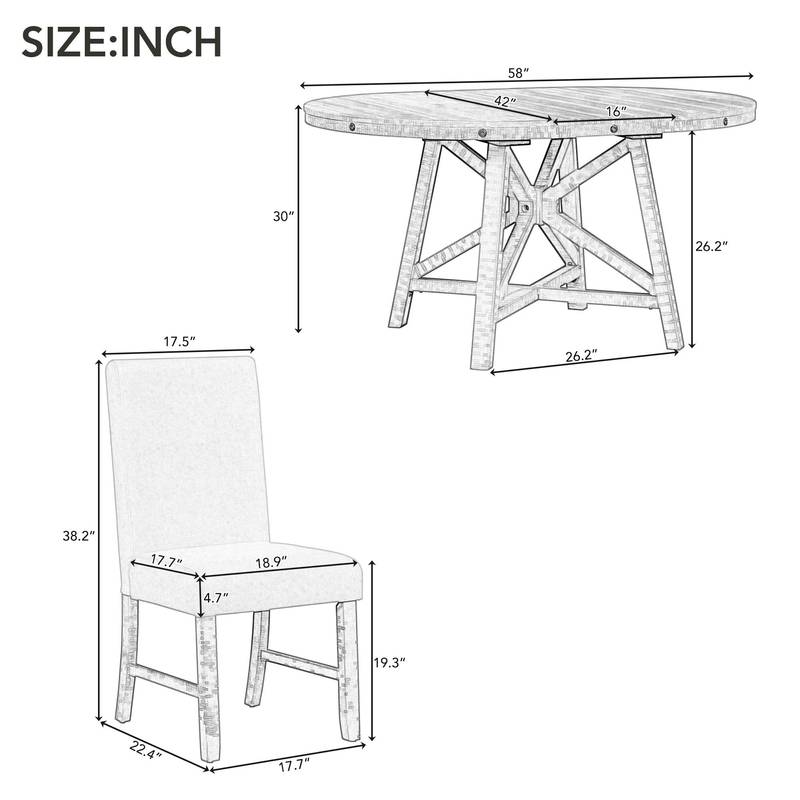 Retro Chic Dining Set with Expandable Table and Cozy Chairs