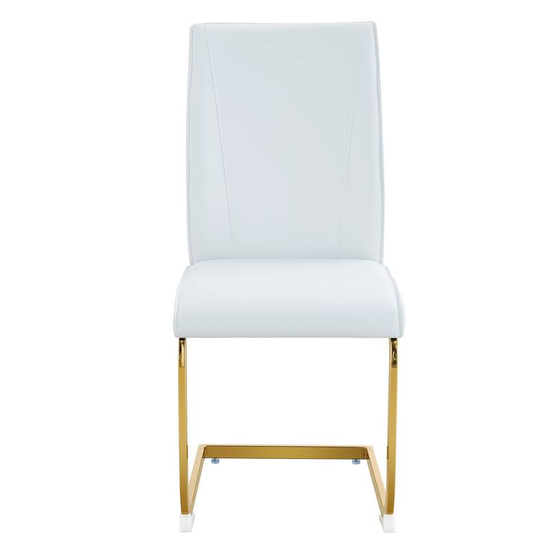 Chic White Arch Dining Chairs - Set of Two with Gold Legs