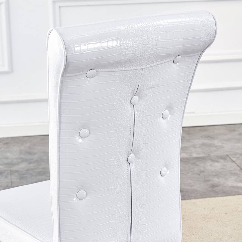 Chic Alligator Skin Dining Chairs with Crystal Accents