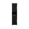 Sleek Slim Floor Cabinet with Adjustable Shelves - Black