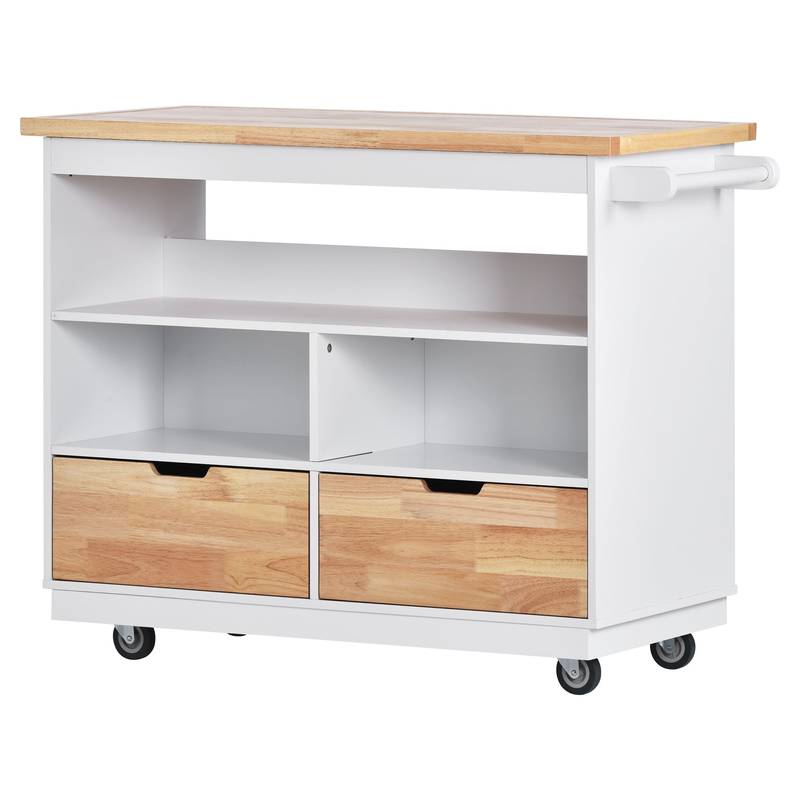 Versatile Rolling Kitchen Island with Storage and Wine Rack