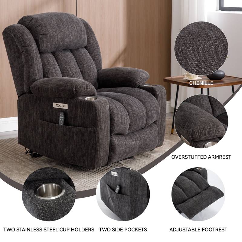 ComfortLift Recliner: Massage & Heat with USB Charging
