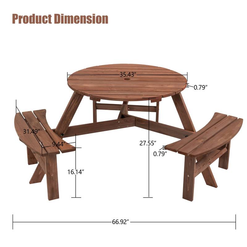 Cozy Circular Picnic Table for Six - Perfect for Your Outdoor Space!