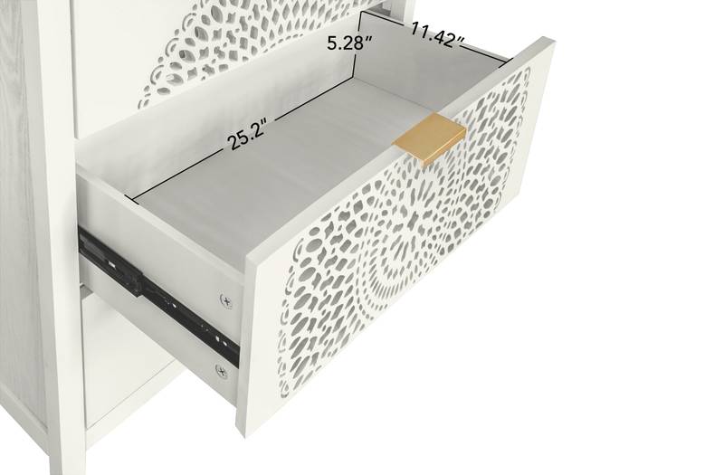 Chic Hollow-Carved 3-Drawer Storage Cabinet