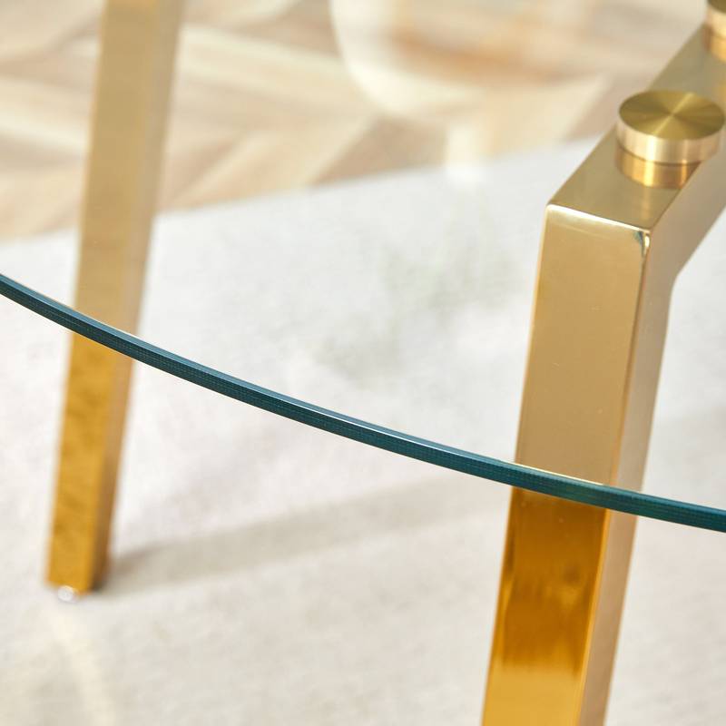 Chic Gold-Base Glass Dining Table – Perfect for Home & Office Gatherings!