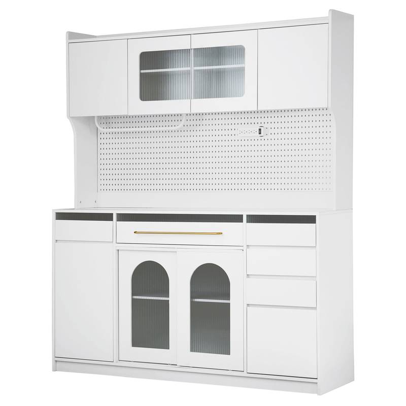 Stylish Buffet & Coffee Bar Storage with Hutch and Power Outlet