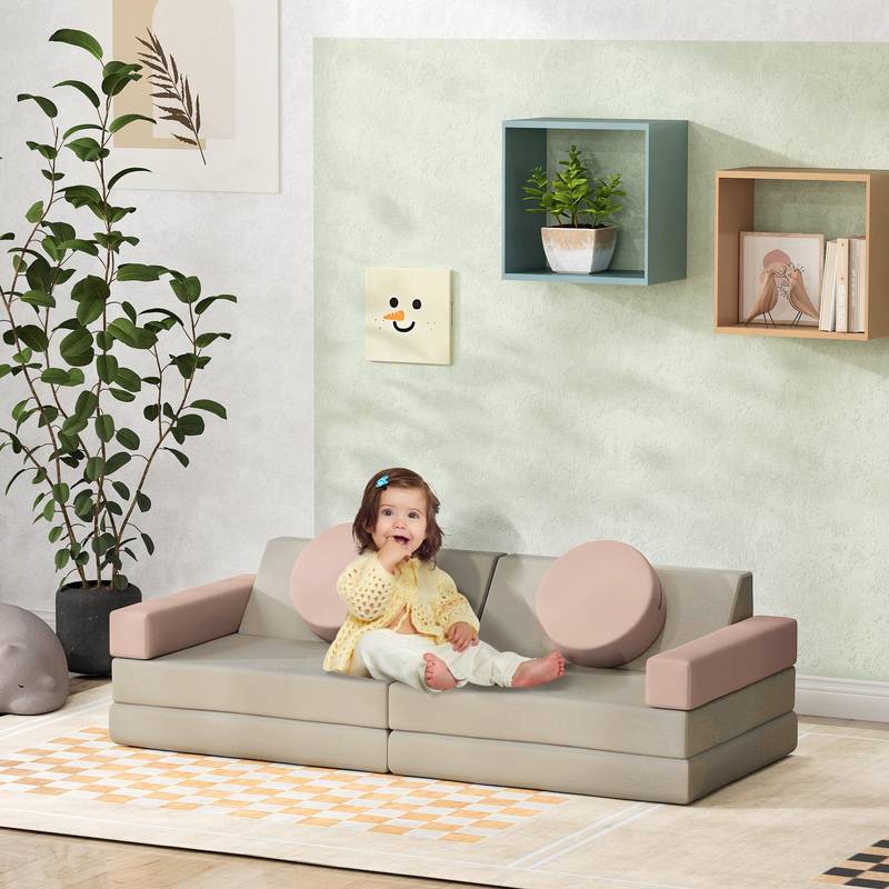 Cozy Kid's Play Couch Set in Pink