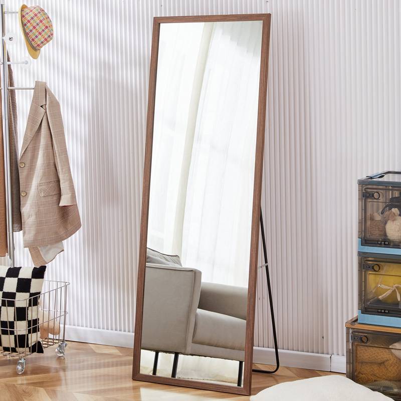 Elegant Wooden Framed Full-Length Mirror