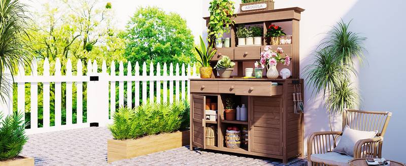 Garden Haven Potting Bench & Storage Station