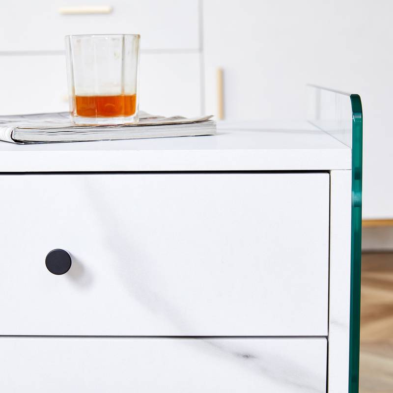 Chic Glass-Top Nightstand