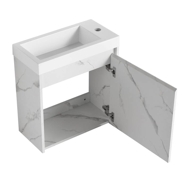 Chic Wall-Mounted Bathroom Vanity with Resin Sink & Quiet-Close Door
