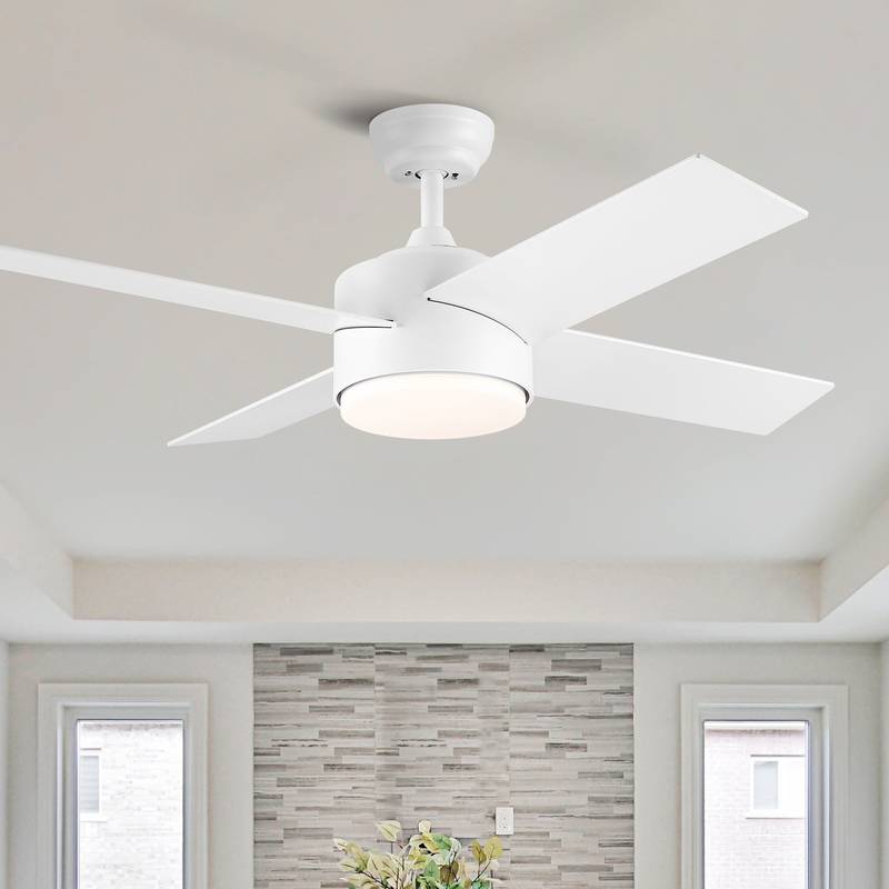 Sleek LED Ceiling Fan with White Blades