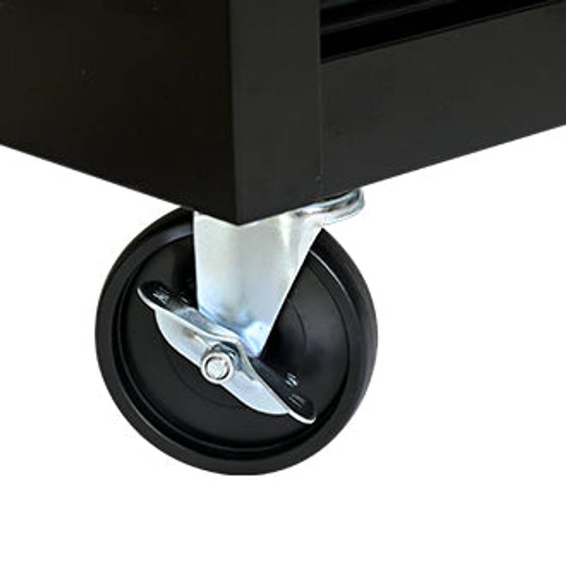 Rolling Tool Cart with Stainless Steel Top - Black & Red
