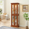 Luminous Walnut Curio Cabinet with Adjustable Shelves and Mirror Back