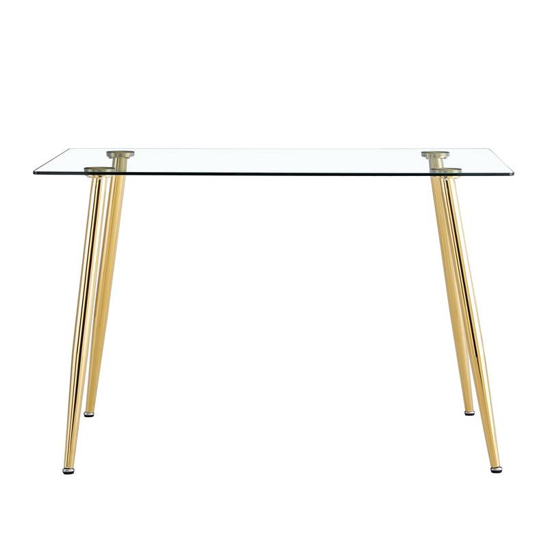 Sleek Glass Dining Table with Gold Legs